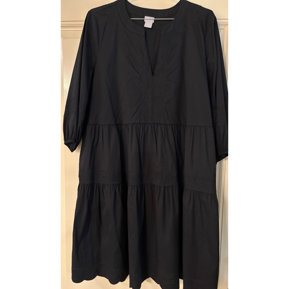 Chico's Black Tiered Dress Size 2  (Large) in Chicos